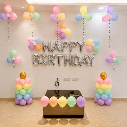 Simple and Colourful kids birthday decoration at home 