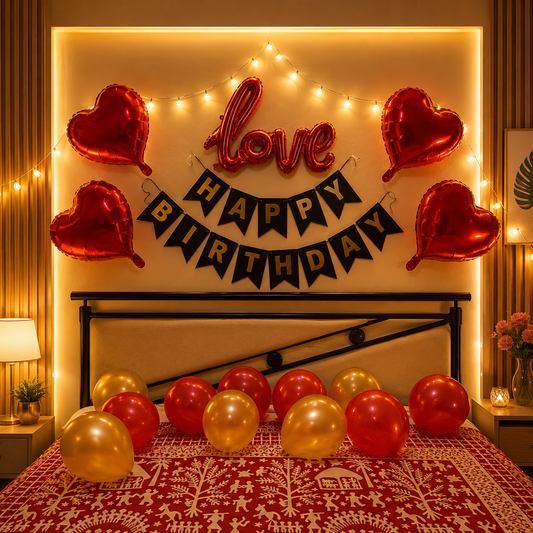 Simple and Romantic Birthday Decor in Bedroom