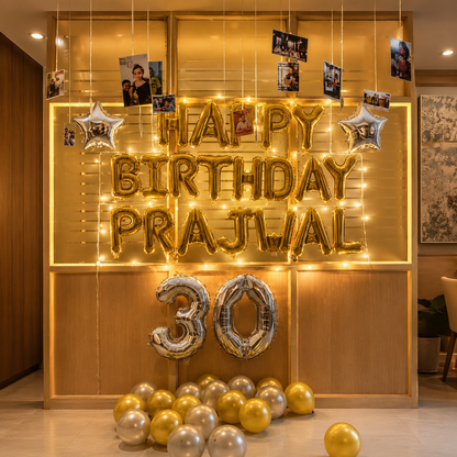 Silver and gold balloon decoration 