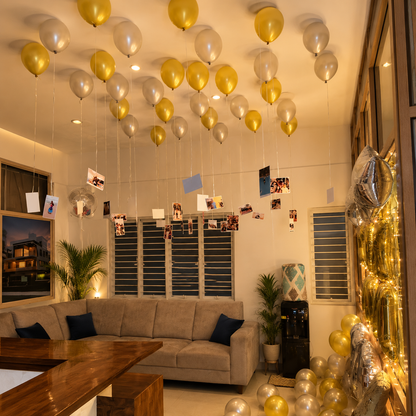Silver and gold balloons romantic decor 