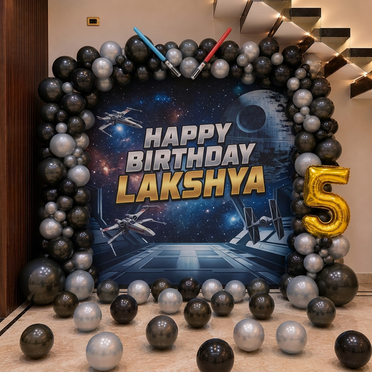Star Wars Theme Birthday Backdrop with Balloons in Bangalore, Hyderabad, Pune, Mumbai
