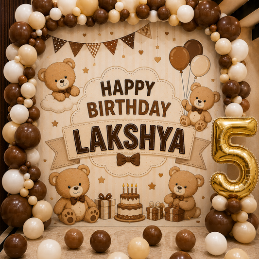 Teddy Theme Birthday Backdrop with Balloons in Bangalore, Hyderabad, Pune, Mumbai
