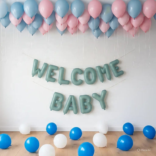 Celebration Decoration with Balloons for welcoming new born baby for newborn welcome decoration at home