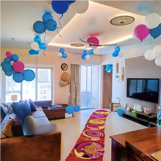 Welcome Baby Decoration with Flowers and Balloons for newborn welcome decoration at home