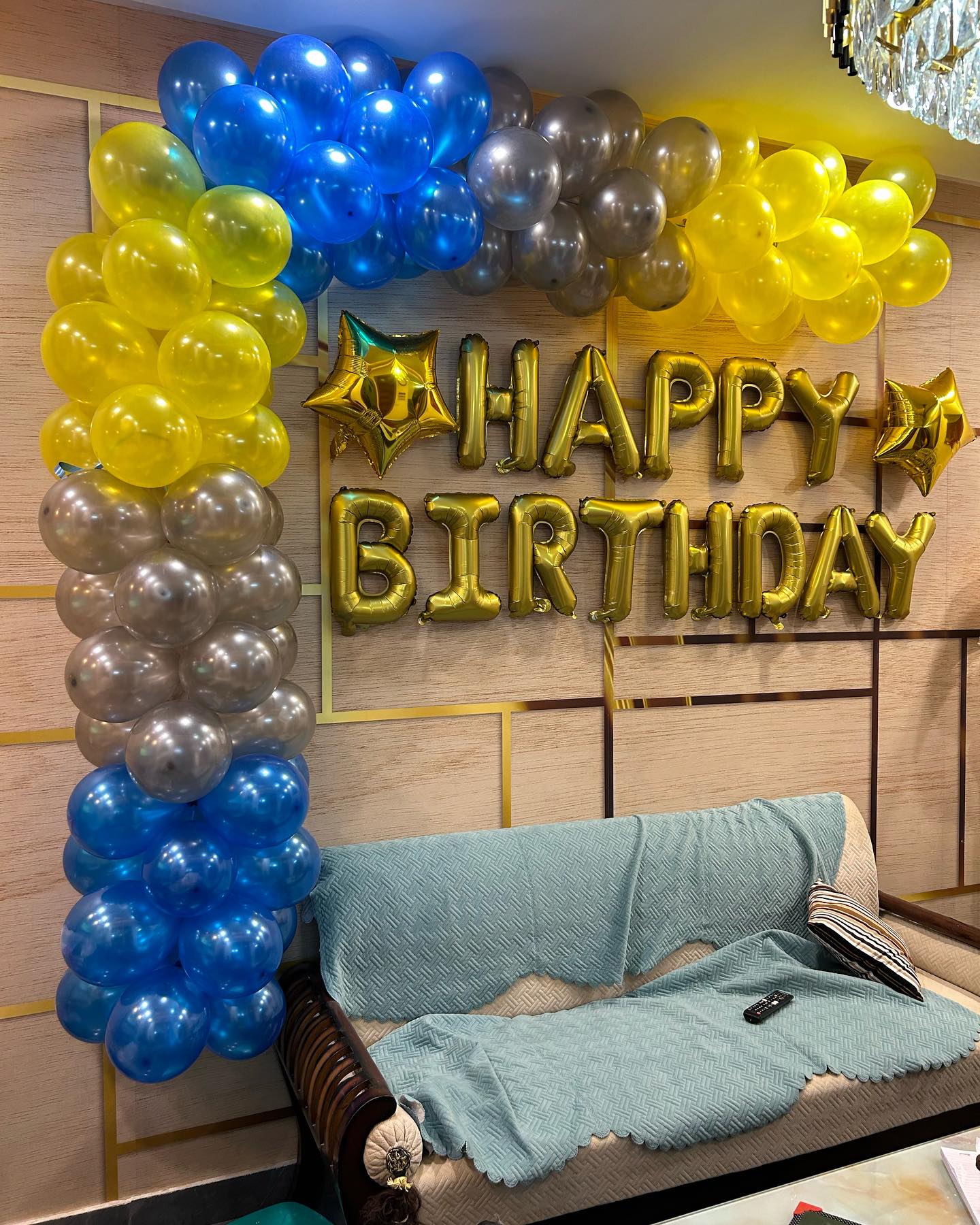 Multicolor premium mettalic arc birthday balloon decoration at home