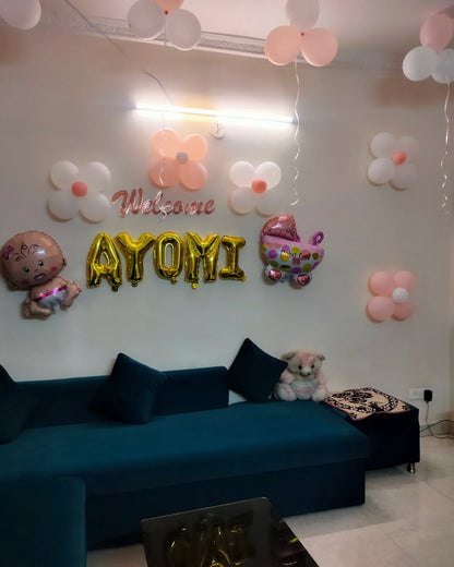 Simple Baby Welcome Balloon Decoration at home for New Born