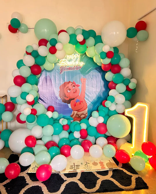 Moana Theme First Birthday Ring Balloon Decoration