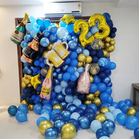 Balloon Wall Style Backdrop Birthday Balloons Decoration for adults.