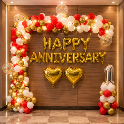 Dazzling Balloon Arch Decoration for 1st Anniversary Party