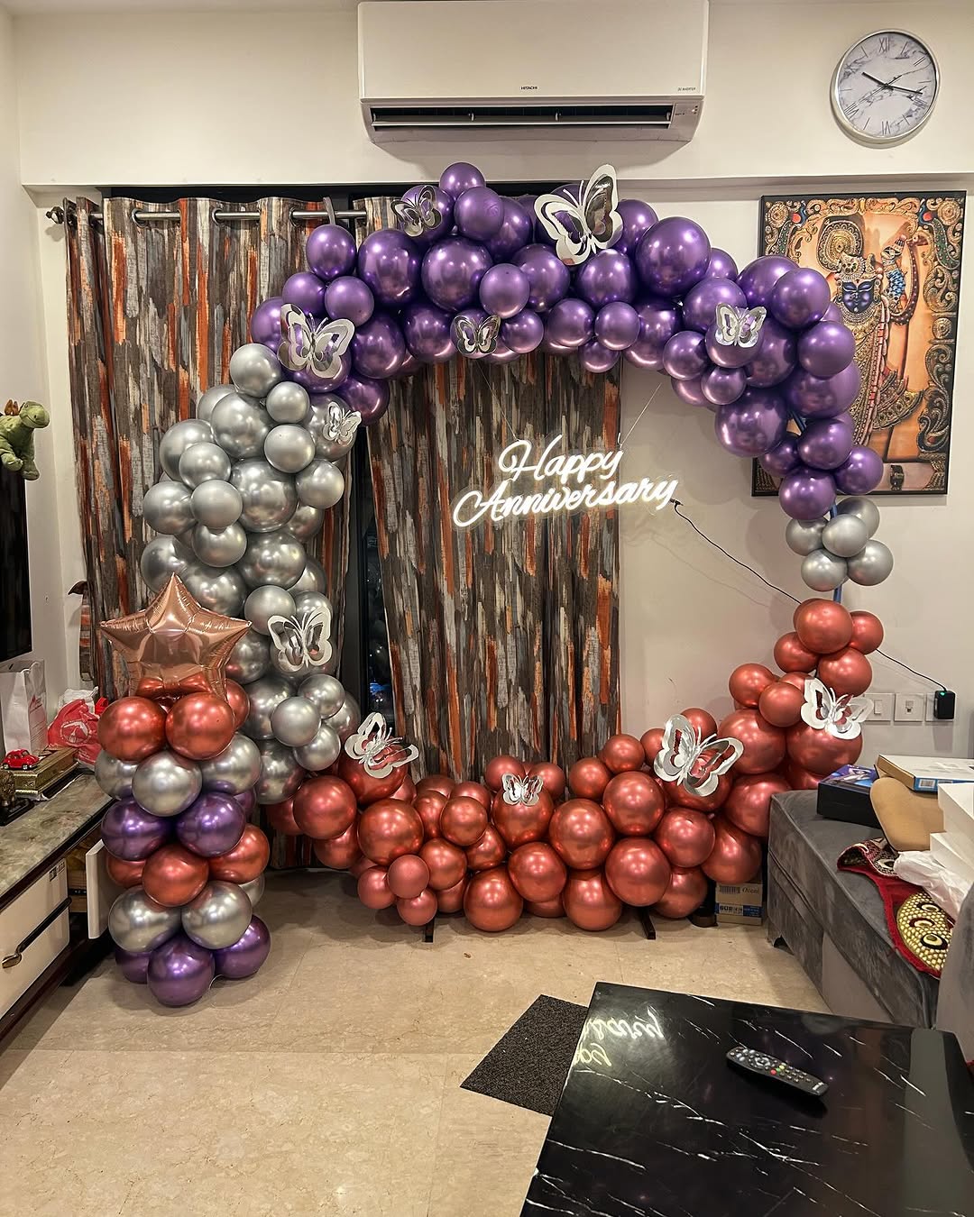 Anniversary Balloons Ring Decoration with Chrome Balloons for home and banquet