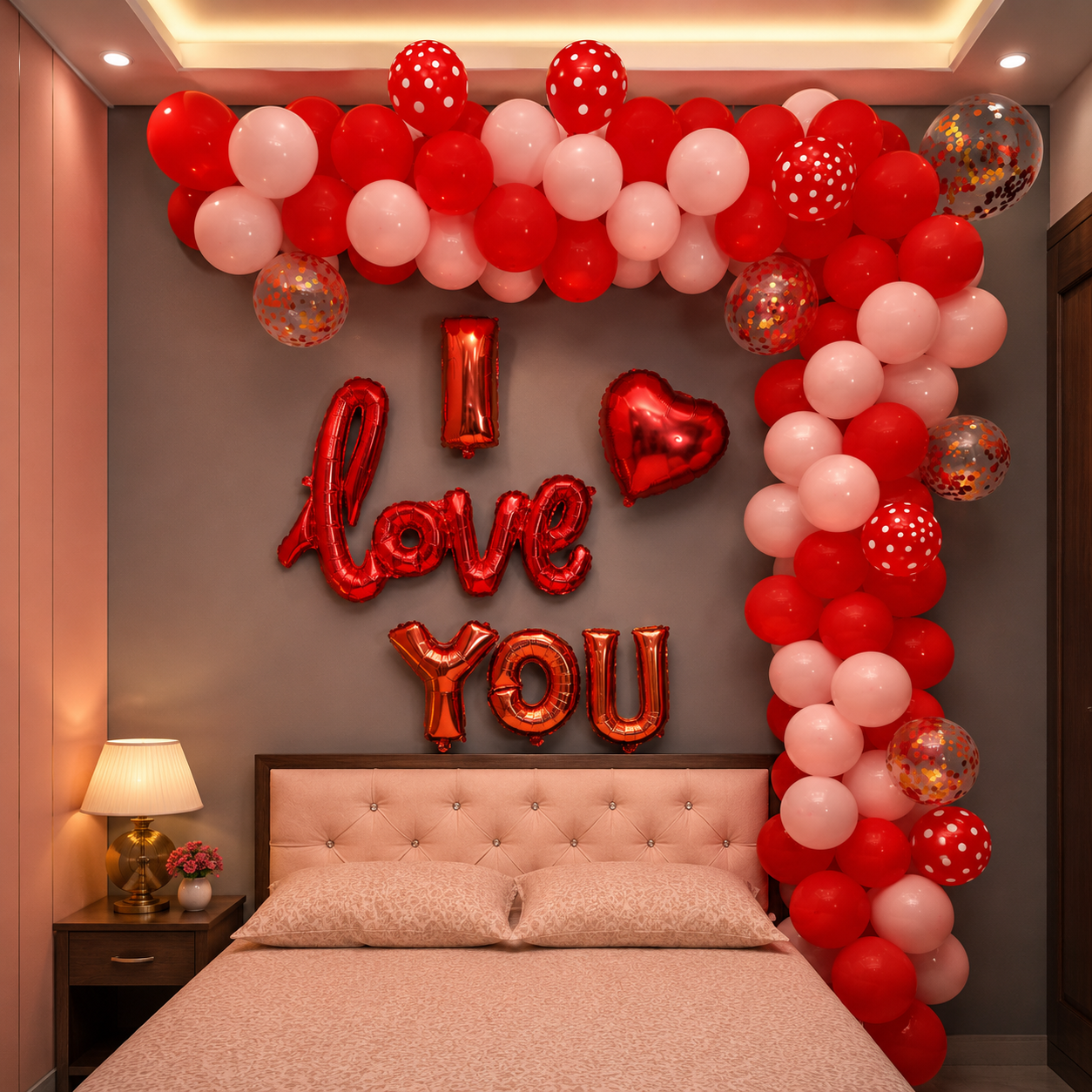 Balloon Decoration in Room for Romantic Surprise for Her