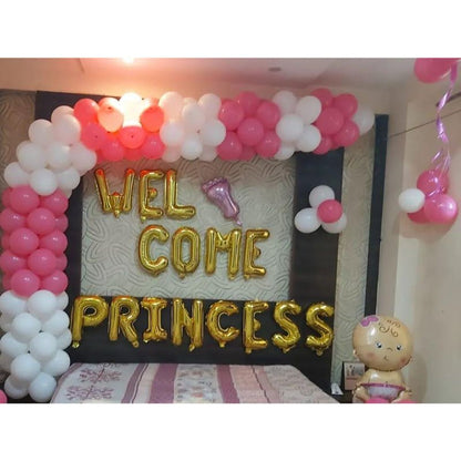 Welcome Baby Balloon Decoration at home for girl