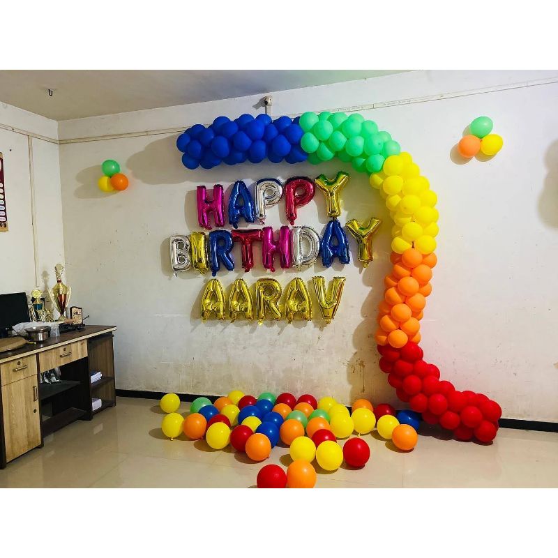 Kids Birthday Party Colorful Balloon Decoration at Home