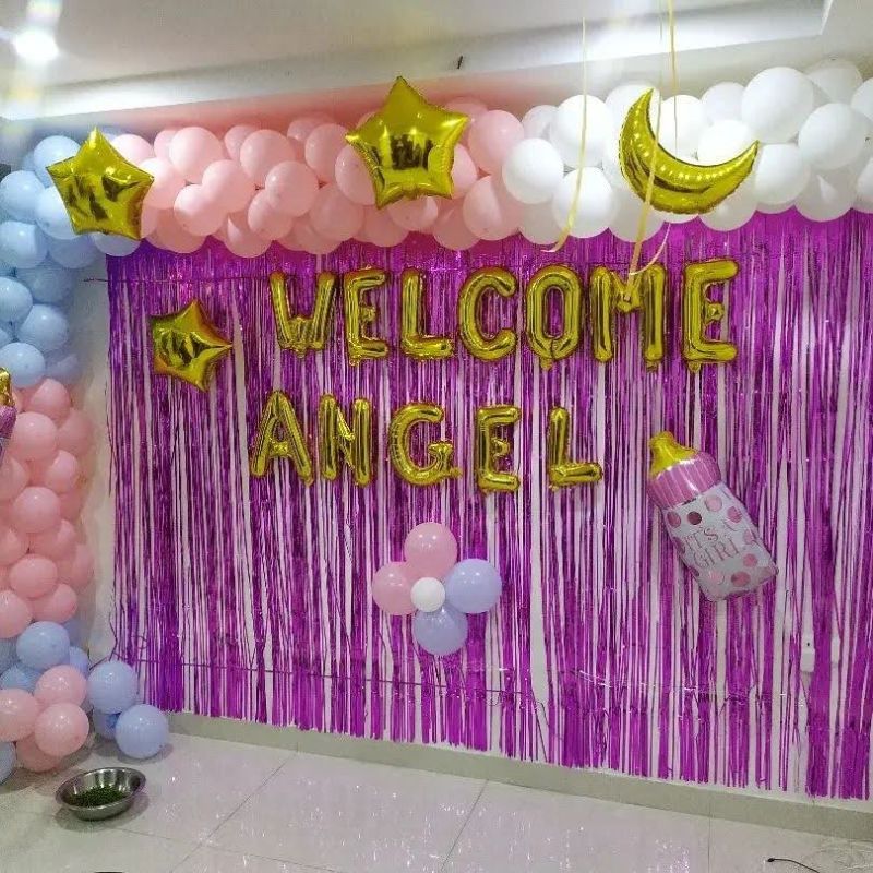 Welcome Baby Girl Balloon Decoration