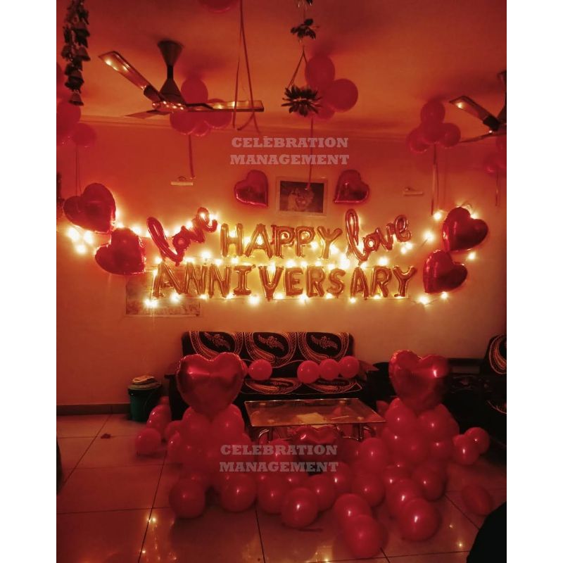 Romantic Balloon Decoration of Anniversary Surprise for Wife