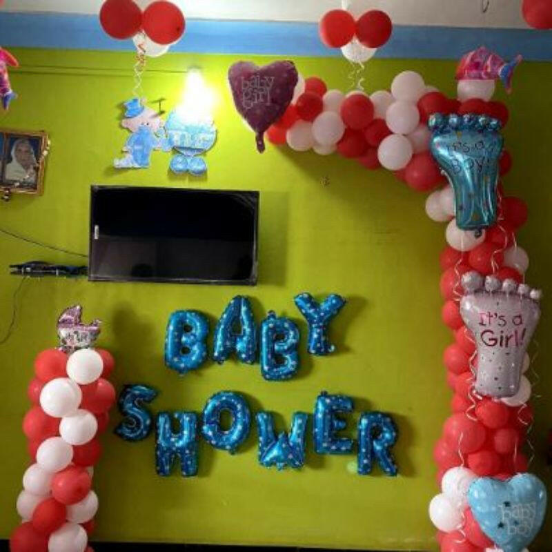 Balloon Decoration arc design at home For Baby Shower