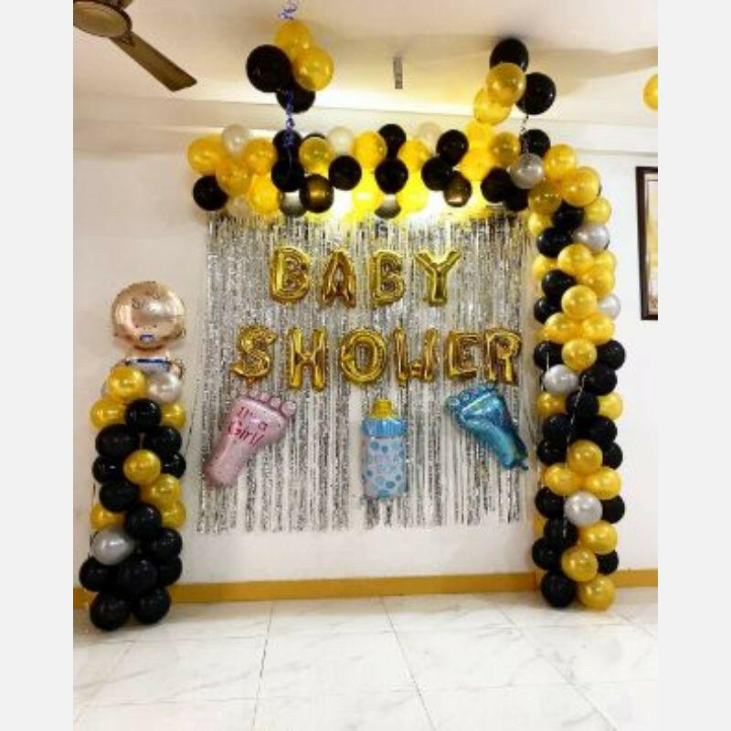 Balloon Decoration arc design Black and Golden for a Baby Shower