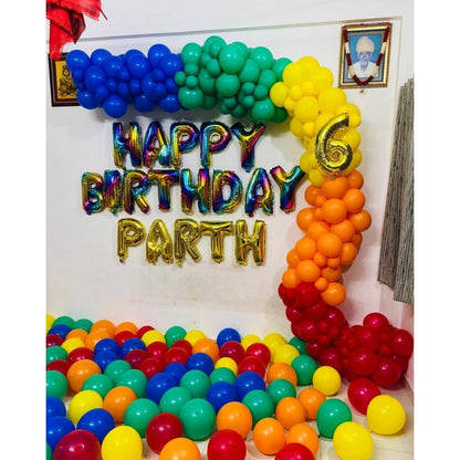 Kids Birthday Party Colorful Balloon Decoration at Home