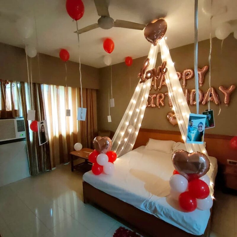 Cabana Style Balloon Decoration for Husband Birthday