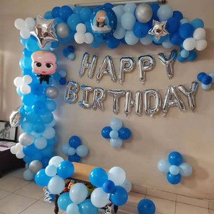 Balloon Decoration at home for Birthday Theme Boss Baby