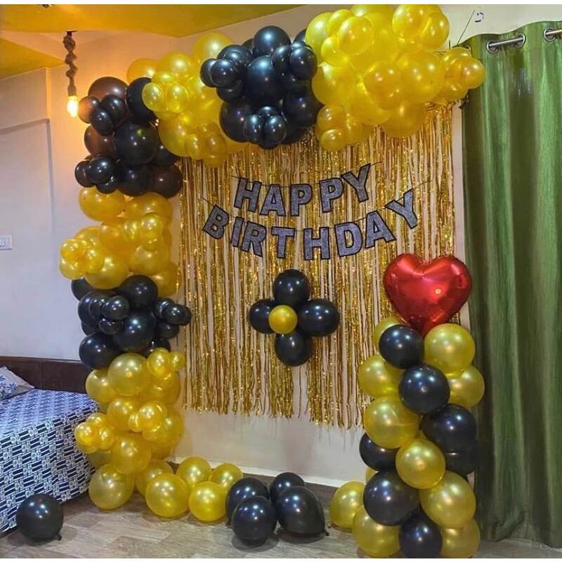 Black Gold theme Birthday Balloon Decoration