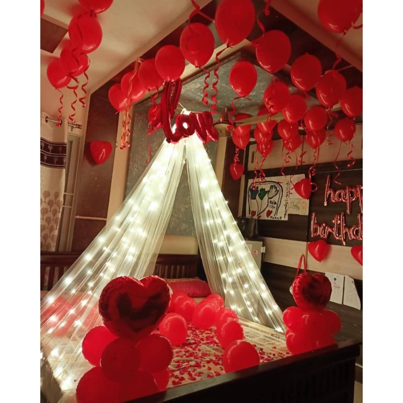 Romantic Surprise Birthday Balloon Decoration for her/him in room