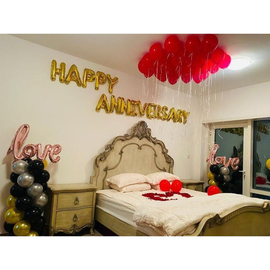 Romantic Anniversary Balloon Decoration in room