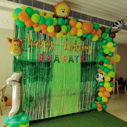 Jungle Theme Balloon Decoration For a 1st Birthday at Banquet Hall
