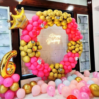 Pink Ring Birthday Balloon Decoration for Baby Girl