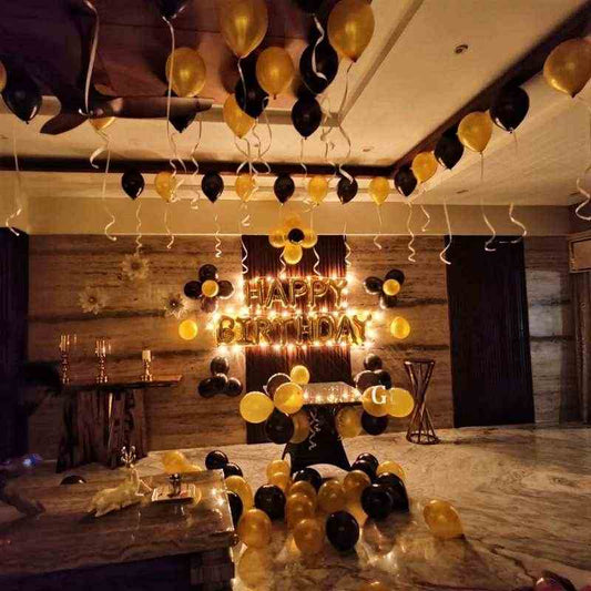 Birthday Decoration at home with metallic shiny balloons