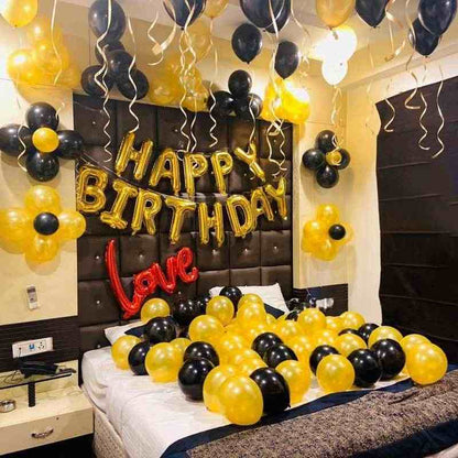 Birthday Balloon Decoration Gold Theme For Room
