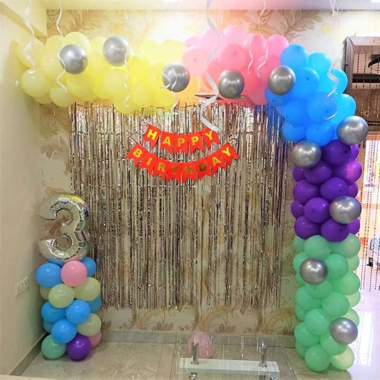 Balloon Decoration with Pastel Colors for kids birthday