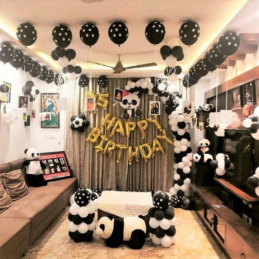 Panda Theme Balloon Decoration at Home for Kids Birthday