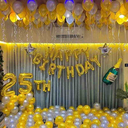 Balloon Decoration in Gold theme for Birthday Celebration