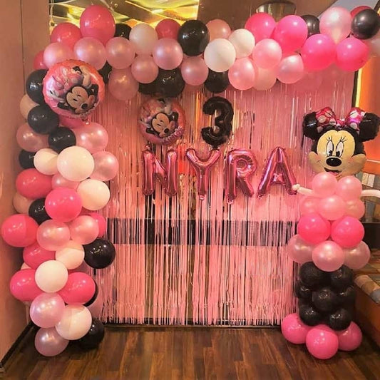 Minnie Mouse Theme Balloon Decoration at Home