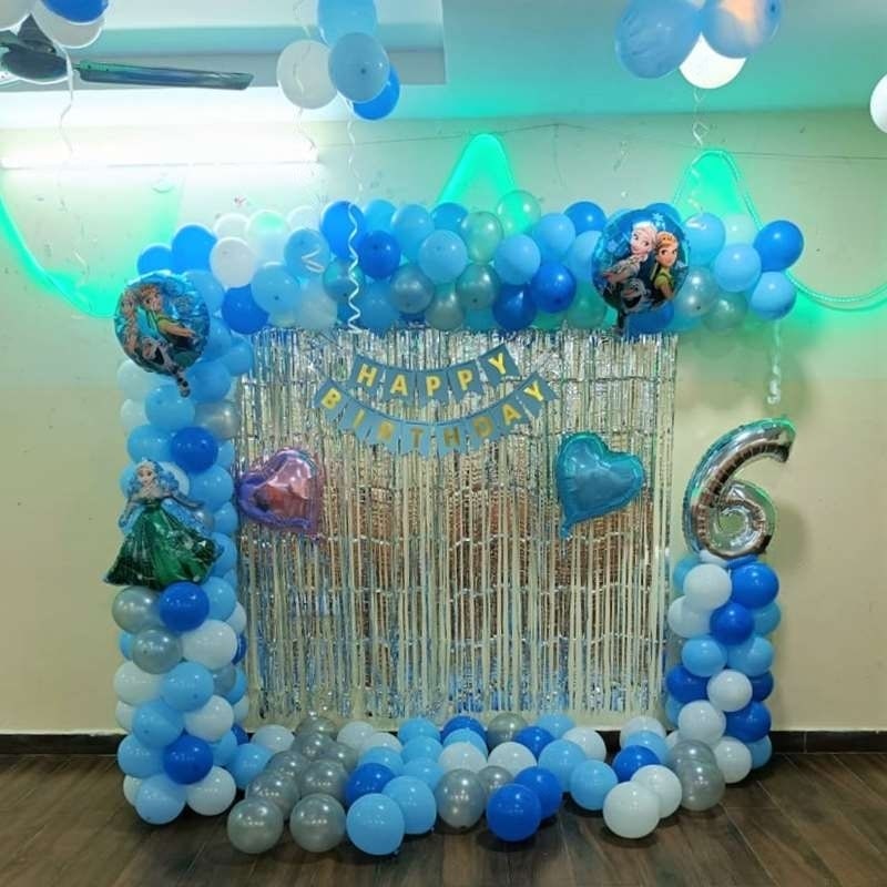 Arc Design Frozen Theme Birthday Balloon Decoration at Home