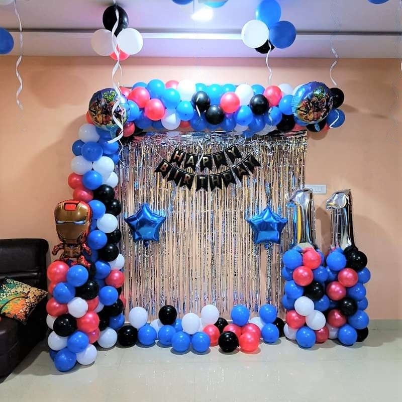 Arc Design Spiderman Theme Birthday Balloon Decoration at Home