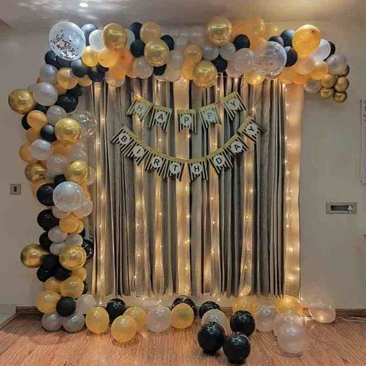 Balloon Decoration on Wall with Fairy Lights