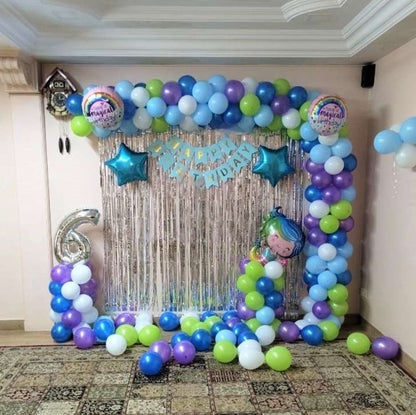Arc Design Mermaid ThemeBalloon Decoration at Home for a Birthday Party
