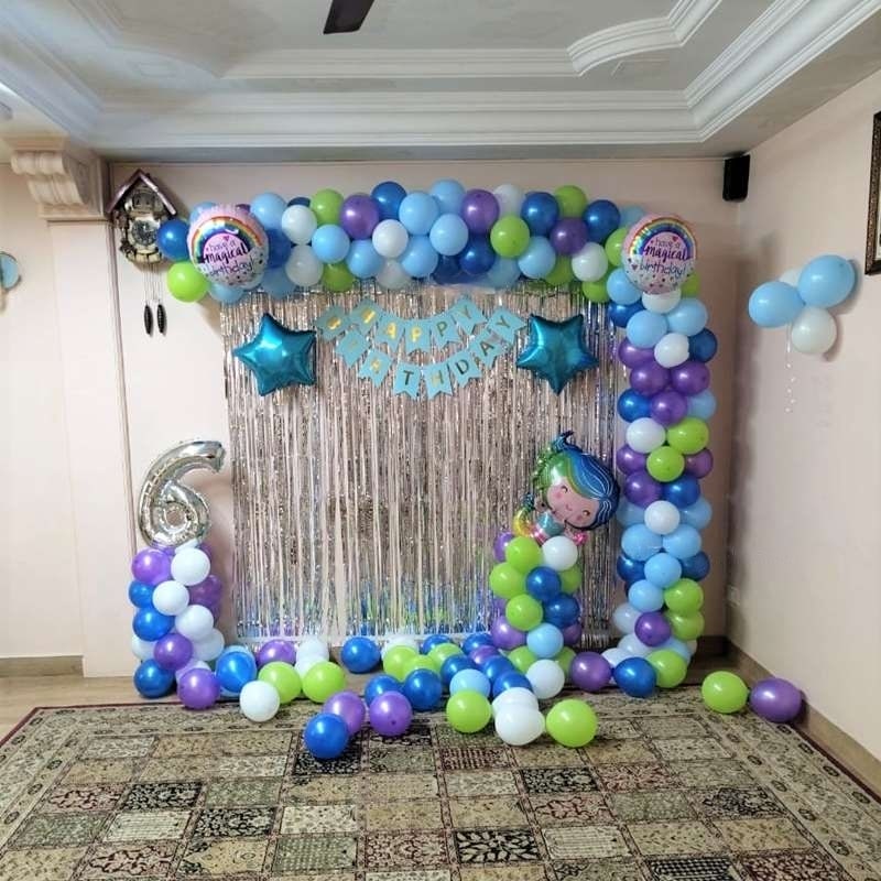 Arc Design Mermaid ThemeBalloon Decoration at Home for a Birthday Party