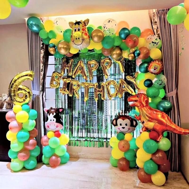 Premium Jungle Theme Balloon Decoration Design for Birthday