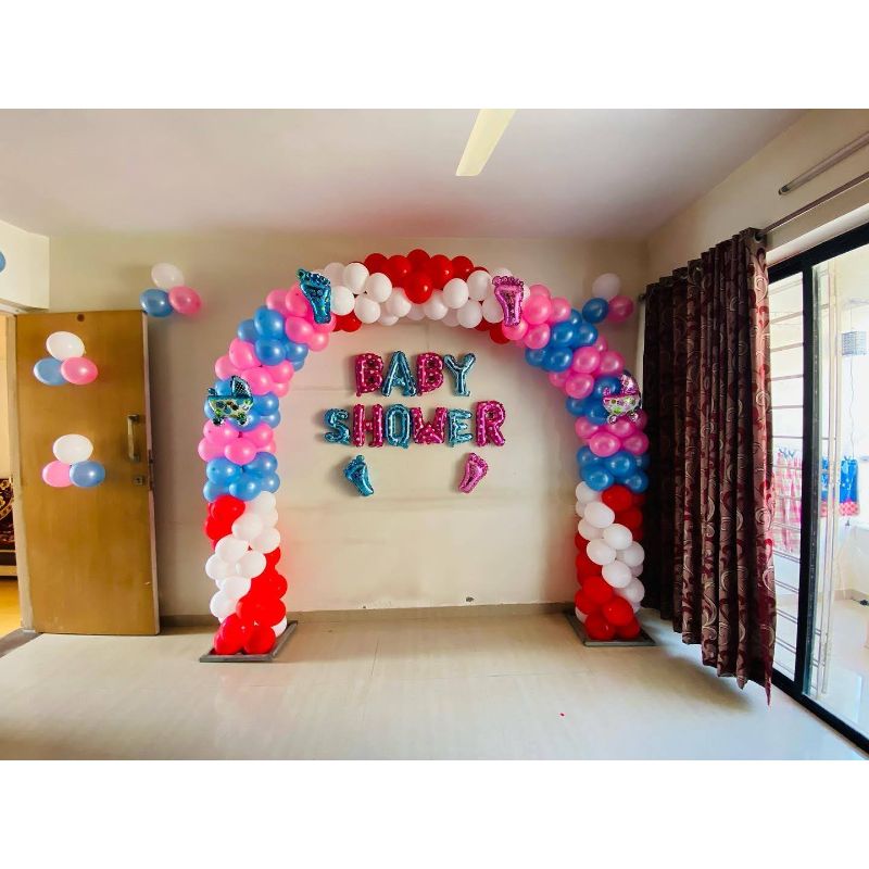Balloon Decoration at home Arc Wall Designs Multicolor for a Baby Shower