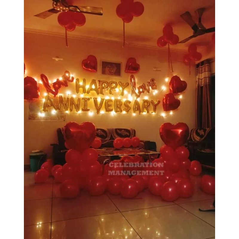 Romantic Balloon Decoration of Anniversary Surprise for Wife