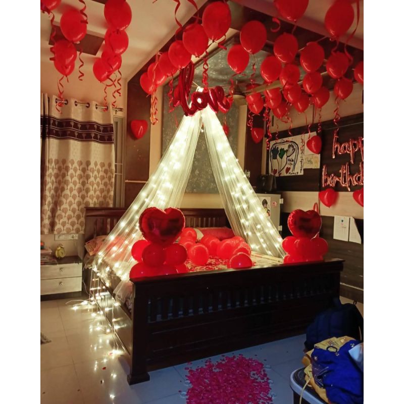 Romantic Birthday Surprise Balloon Decoration for her/him in room