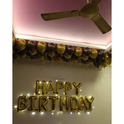 Golden and Black Chrome Birthday Balloon Decoration at home